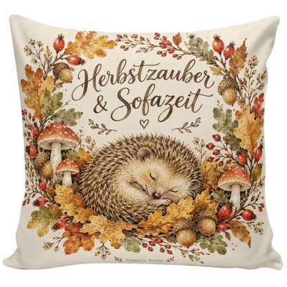 Gemütliches Herbstkissen mit schlafendem Igel|p:2013902|h:bc3fc47d4ba7312e59925b99217ab0c6
