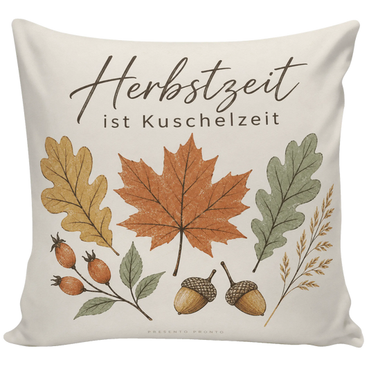 Gemütliches Kissen für den Herbst mit Eichenblättern und Hagebutten|p:2013903|h:00fe254ed41ed3b07f5c9a95e44f8aa9