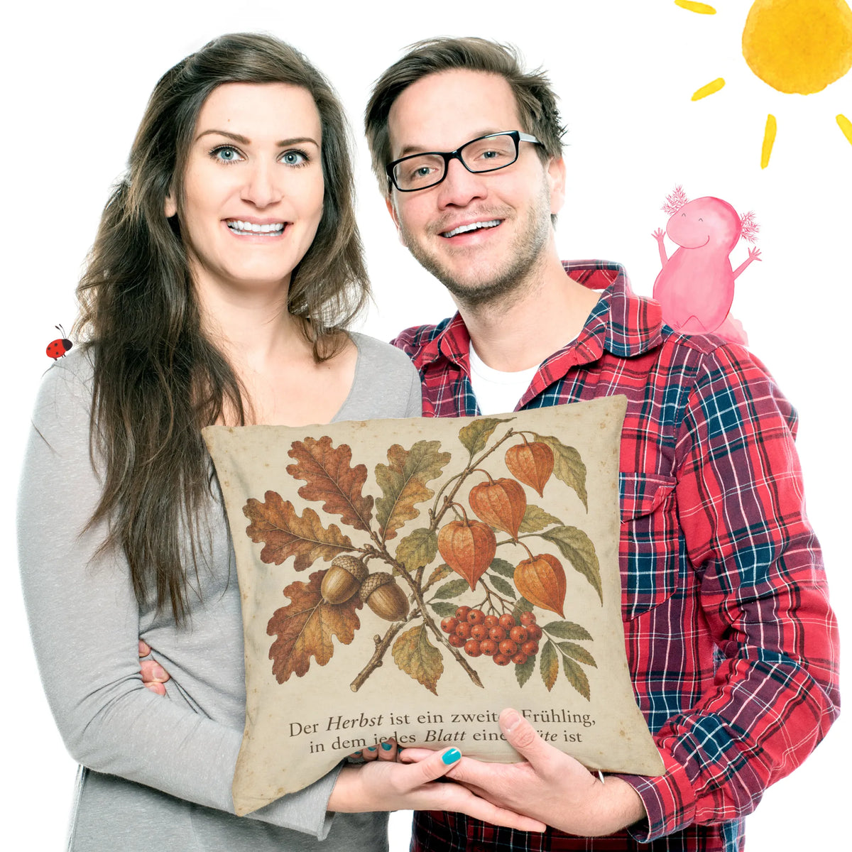 Stimmungsvolles Kissen für den Herbst mit Eichenblättern und Beeren|p:2013904|h:c995b25b350d796ee4b6f142802eca7f