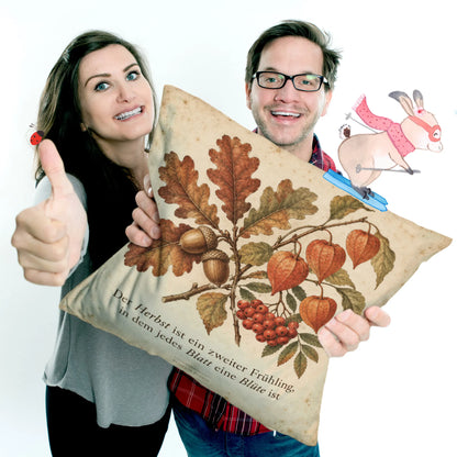 Stimmungsvolles Kissen für den Herbst mit Eichenblättern und Beeren|p:2013904|h:8ac89d6c0b161d86ea3e8c15d3e96d5b