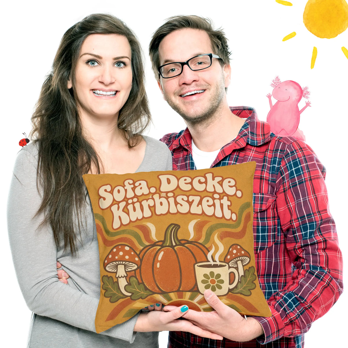 Gemütliches Kissen für den Herbst mit Kürbis und Kaffee|p:2013905|h:7f49bcc0c20f7ee987a004a7efa84729