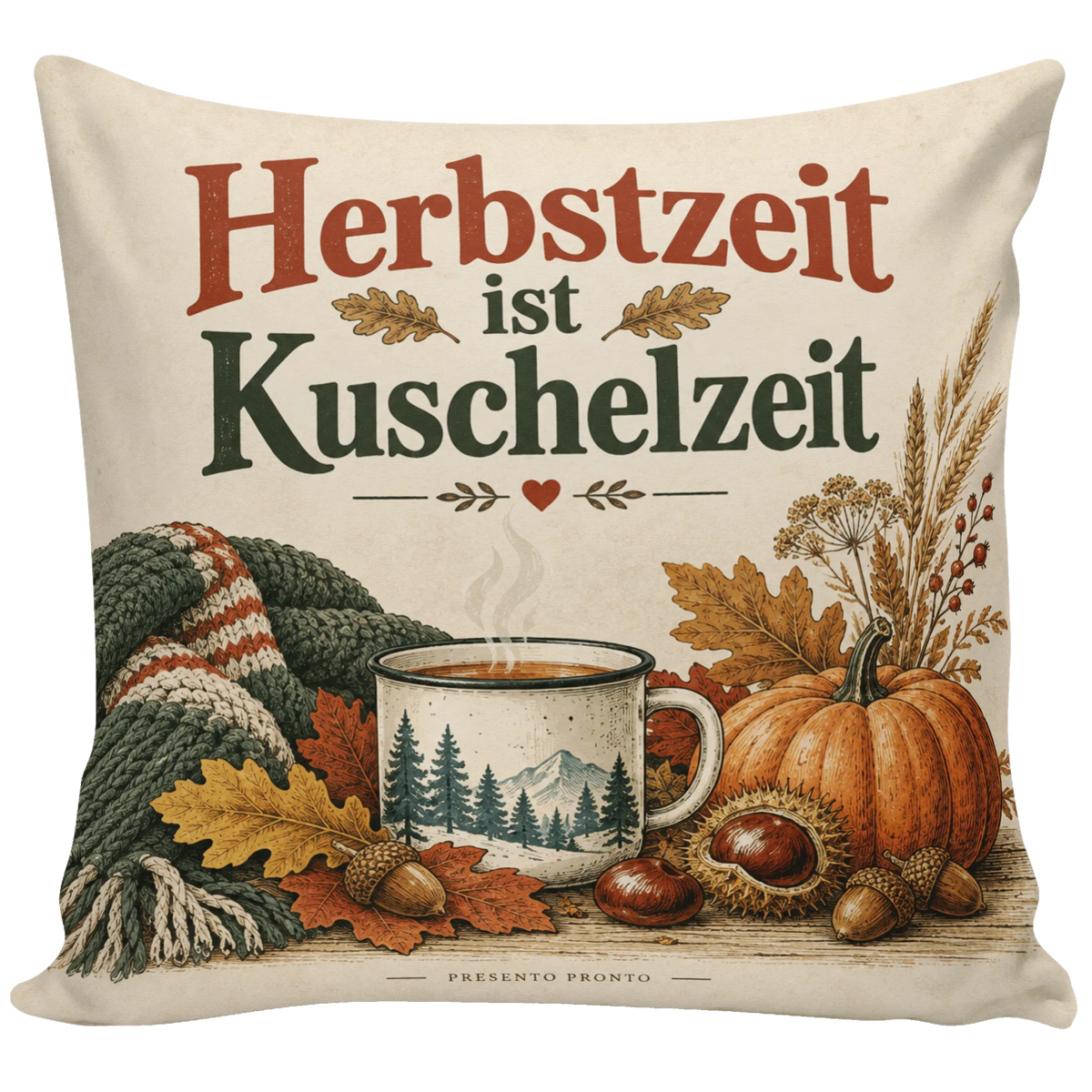 Gemütliches Kissen für den Herbst mit Kürbis und Teebecher|p:2013907|h:4e0cf4a244d3a5428c5ce12421bd5384