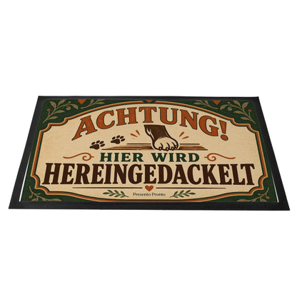 Lustige Fußmatte Hereingedackelt für Hundebesitzer mit Pfote|p:2013928|h:45d3318009b2ed354664214ca233796d