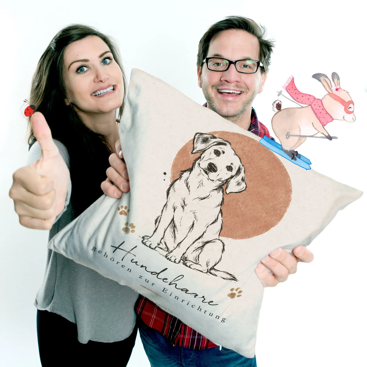 Lustiges Kissen für Hundebesitzer mit sitzendem Hund|p:2013943|h:9515e56e7524c08470c538b35791724c