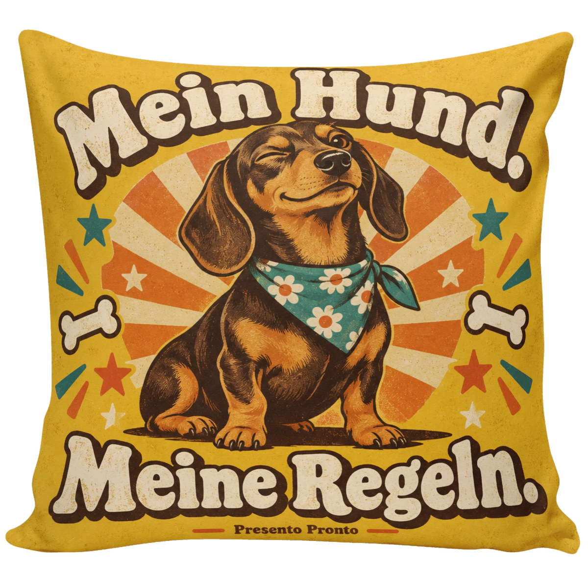 Lustiges Kissen für Hundebesitzer mit fröhlichem Hund|p:2013945|h:db48ce5e815baa388cadc581c97d8169