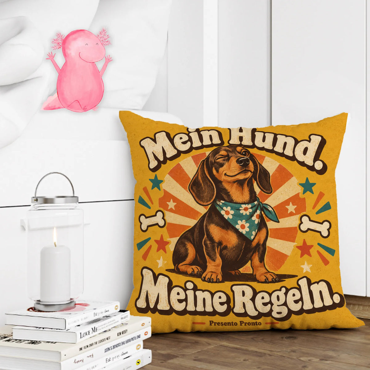 Lustiges Kissen für Hundebesitzer mit fröhlichem Hund|p:2013945|h:9f73811bd5a65dc061abcc66bc0939ca