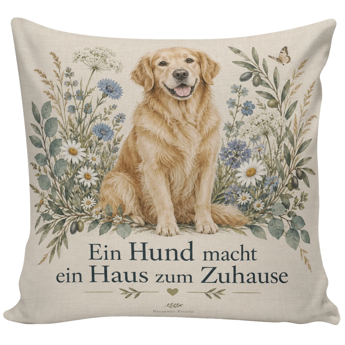 Emotionales Kissen für Hundefans mit sitzendem Hund|p:2013946|h:305828cea3c4e689d14e70579aa4d3b4