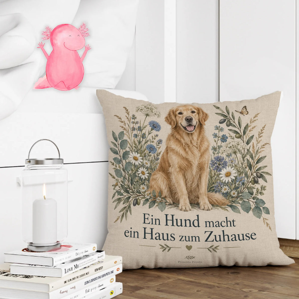 Emotionales Kissen für Hundefans mit sitzendem Hund|p:2013946|h:ef297c6b1eb538df23659f517c21cc8b
