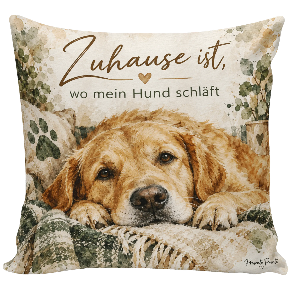 Gemütliches Kissen für Hundebesitzer mit schlafendem Retriever|p:2013948|h:771d9bf3c8565ae64a9d751377d808b3