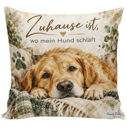 Gemütliches Kissen für Hundebesitzer mit schlafendem Retriever|p:2013948|h:771d9bf3c8565ae64a9d751377d808b3