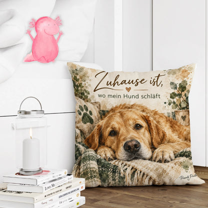 Gemütliches Kissen für Hundebesitzer mit schlafendem Retriever|p:2013948|h:da7edb8f1aee963b51862a5f99309956