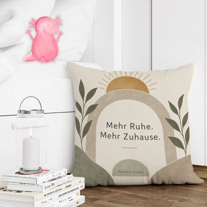 Ruhiges Boho Kissen zum Einzug mit Bogen und Sonne|p:2013951|h:f484d95bafec7693241be82aea5f7e43