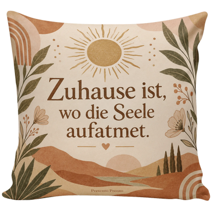 Gemütliches Boho-Kissen mit Sonne und Blättern|p:2013952|h:c362309bc21531b67b35a672582bcf09