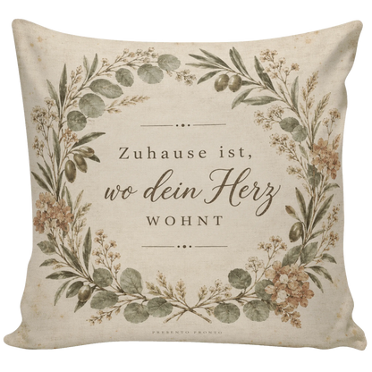 Gemütliches Vintage Kissen fürs Zuhause mit botanischem Kranz|p:2013960|h:f301560769565523a8ce077da60e1799