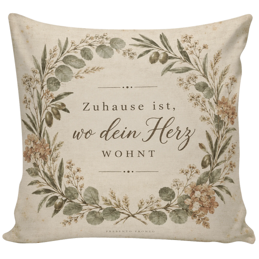 Gemütliches Vintage Kissen fürs Zuhause mit botanischem Kranz|p:2013960|h:f301560769565523a8ce077da60e1799