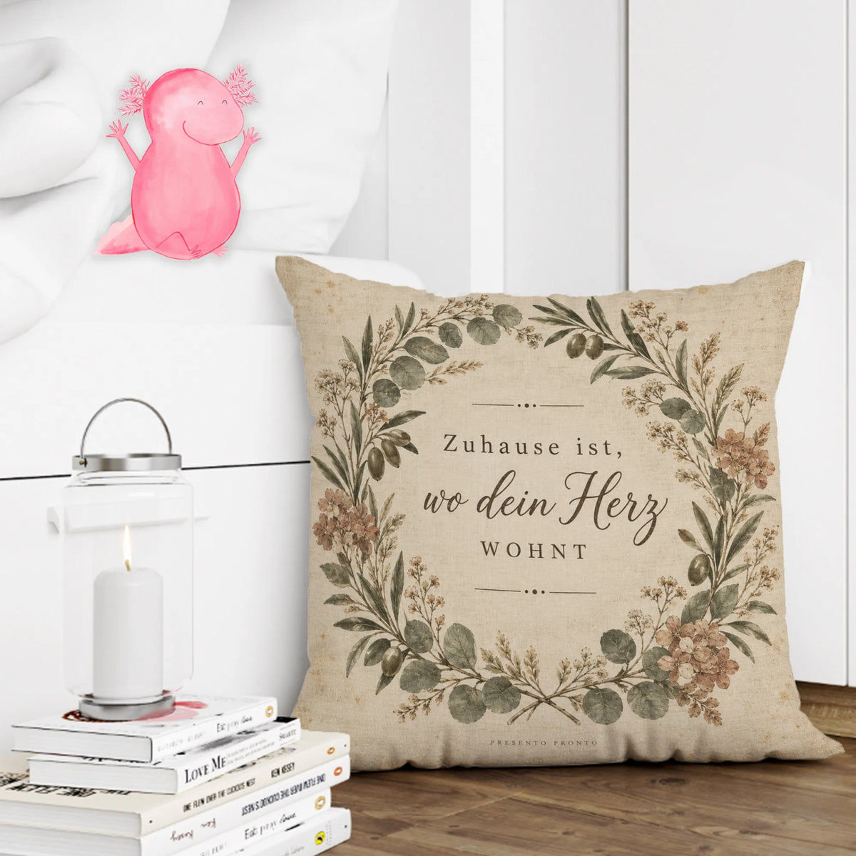 Gemütliches Vintage Kissen fürs Zuhause mit botanischem Kranz|p:2013960|h:2a664f9bbbf172da56e2d2eb68532746