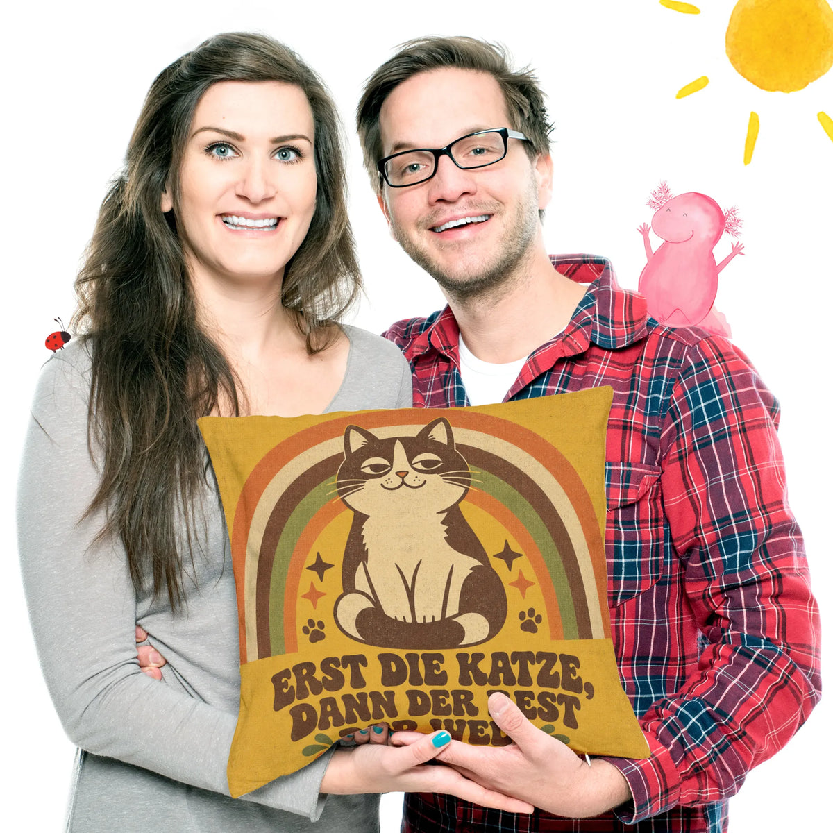 Lustiges Kissen für Katzenliebhaber mit Regenbogen|p:2013968|h:c3254be4992219f34eece0ea1d6c2182