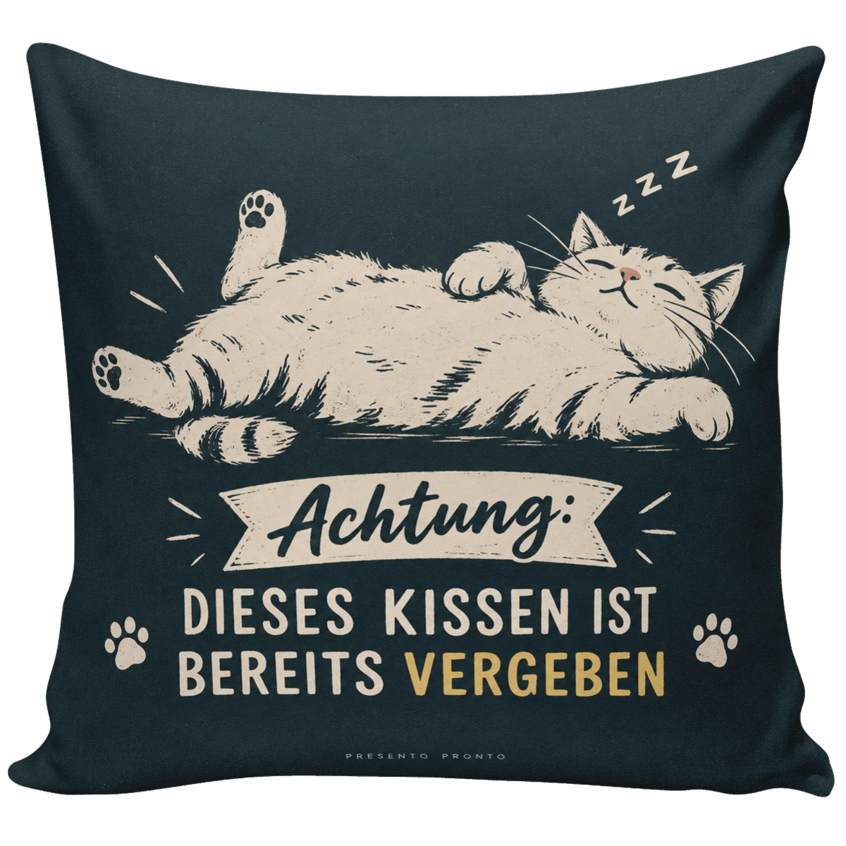 Lustiges Katzenkissen für Katzenfans mit liegender Katze|p:2013969|h:433b5cb3adae616e2401275f2fb997d1