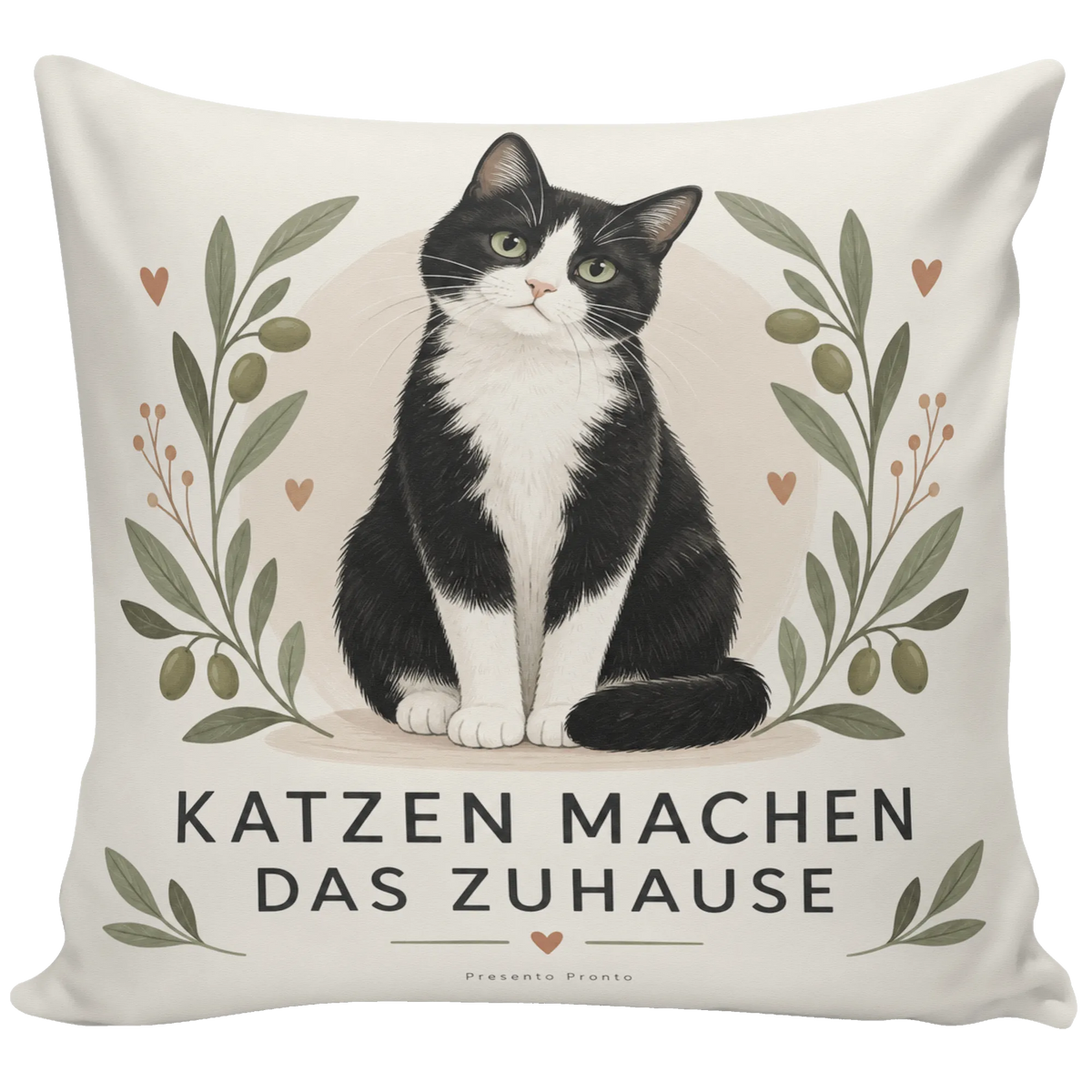 Süßes Kissen für Katzenliebhaber mit schwarz-weißer Katze|p:2013970|h:fc62afa0aafa5cf53cf6664ee2809bcf