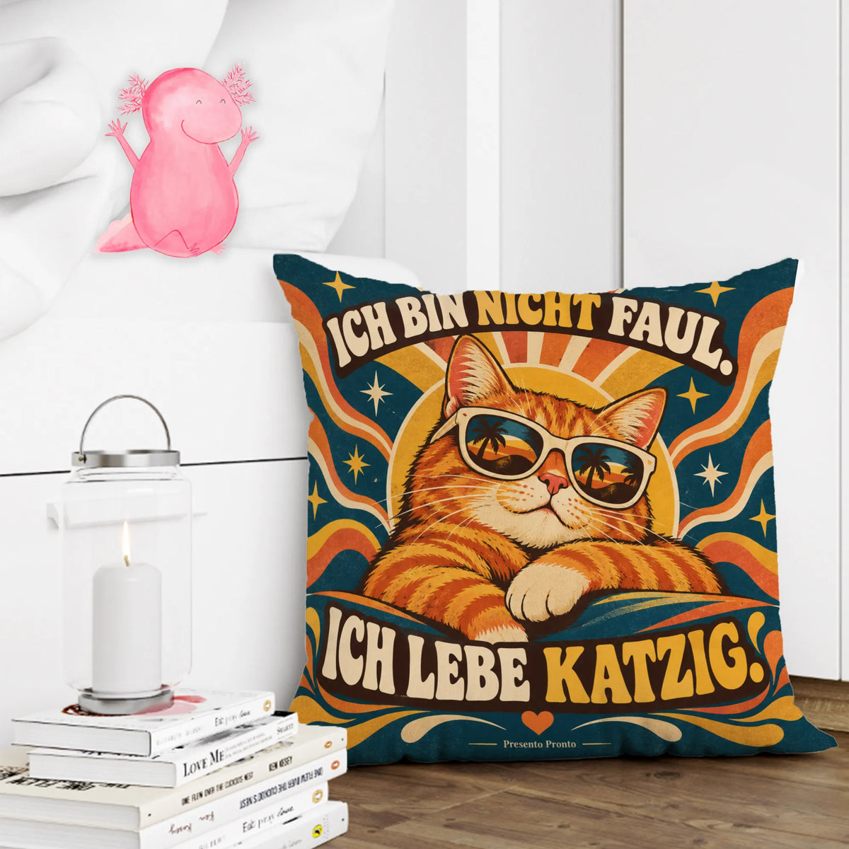 Lustiges Katzenkissen für Katzenliebhaber mit Sonnenbrille|p:2013971|h:eb4fe31e04aedf709720aaffd86035a6