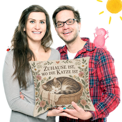Gemütliches Kissen für Katzenliebhaber mit schlafender Katze|p:2013972|h:bf22e37acd3534f20d55d507e885105a