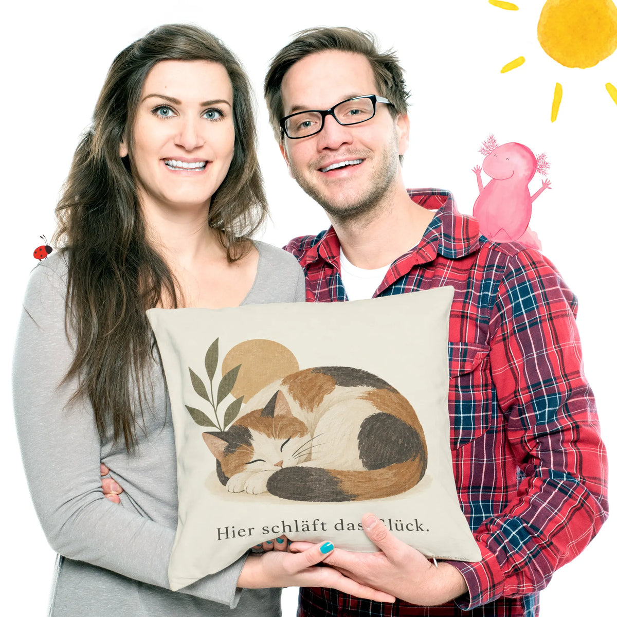 Gemütliches Kissen mit schlafender Katze für Katzenliebhaber|p:2013973|h:1124b2f95eac9503429549274e81562a