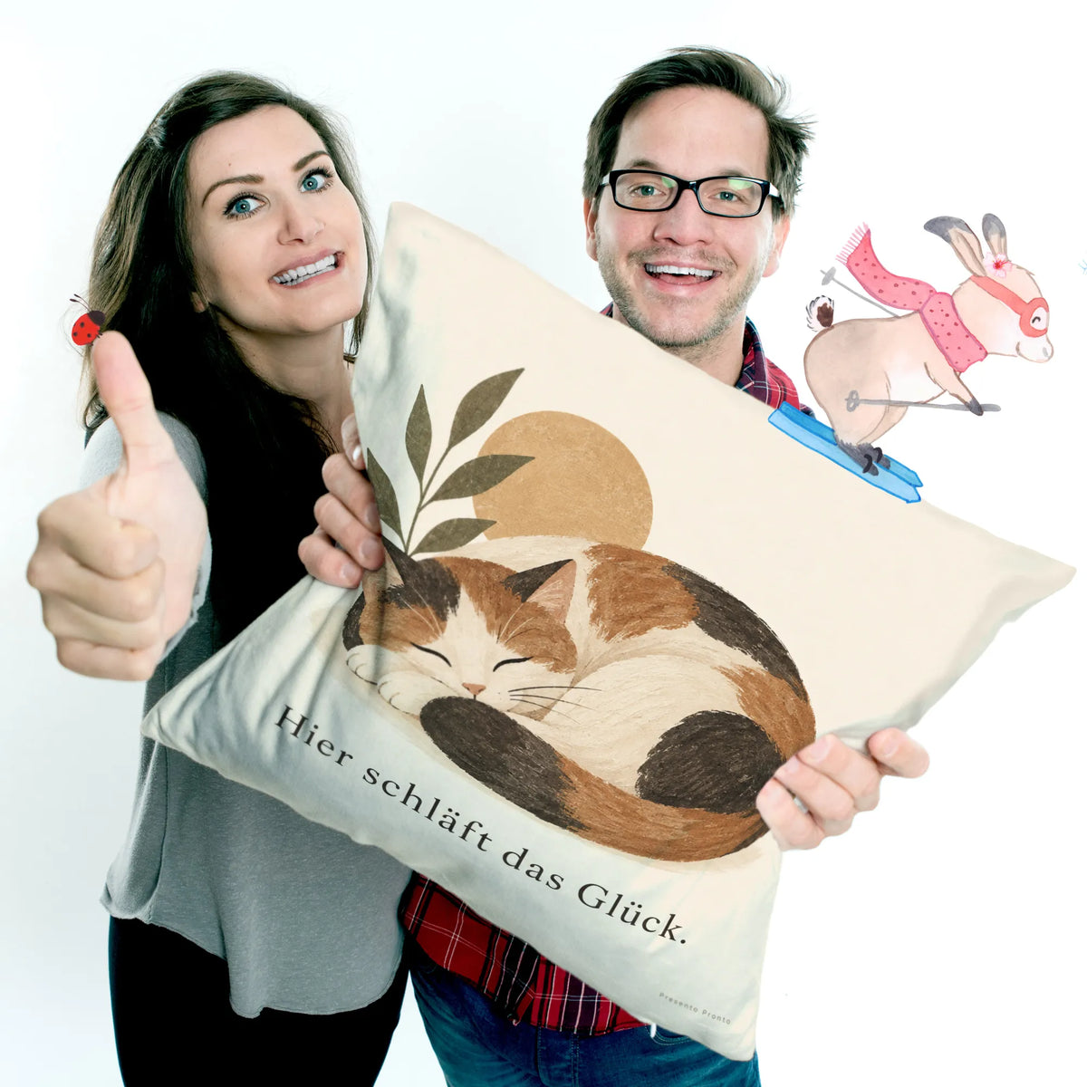 Gemütliches Kissen mit schlafender Katze für Katzenliebhaber|p:2013973|h:baf9dc7ba3bcfceb78130c67cb86d853