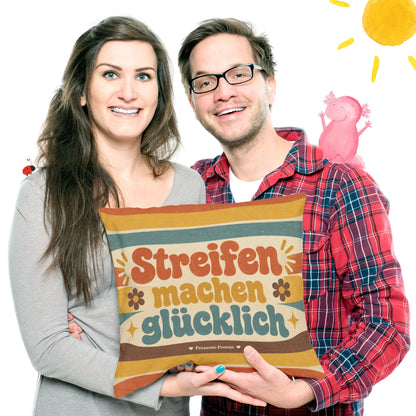 Fröhliches gestreiftes Kissen mit Retro-Streifen fürs Zuhause|p:2013999|h:2793096f9da306513045b25b7188ab3a
