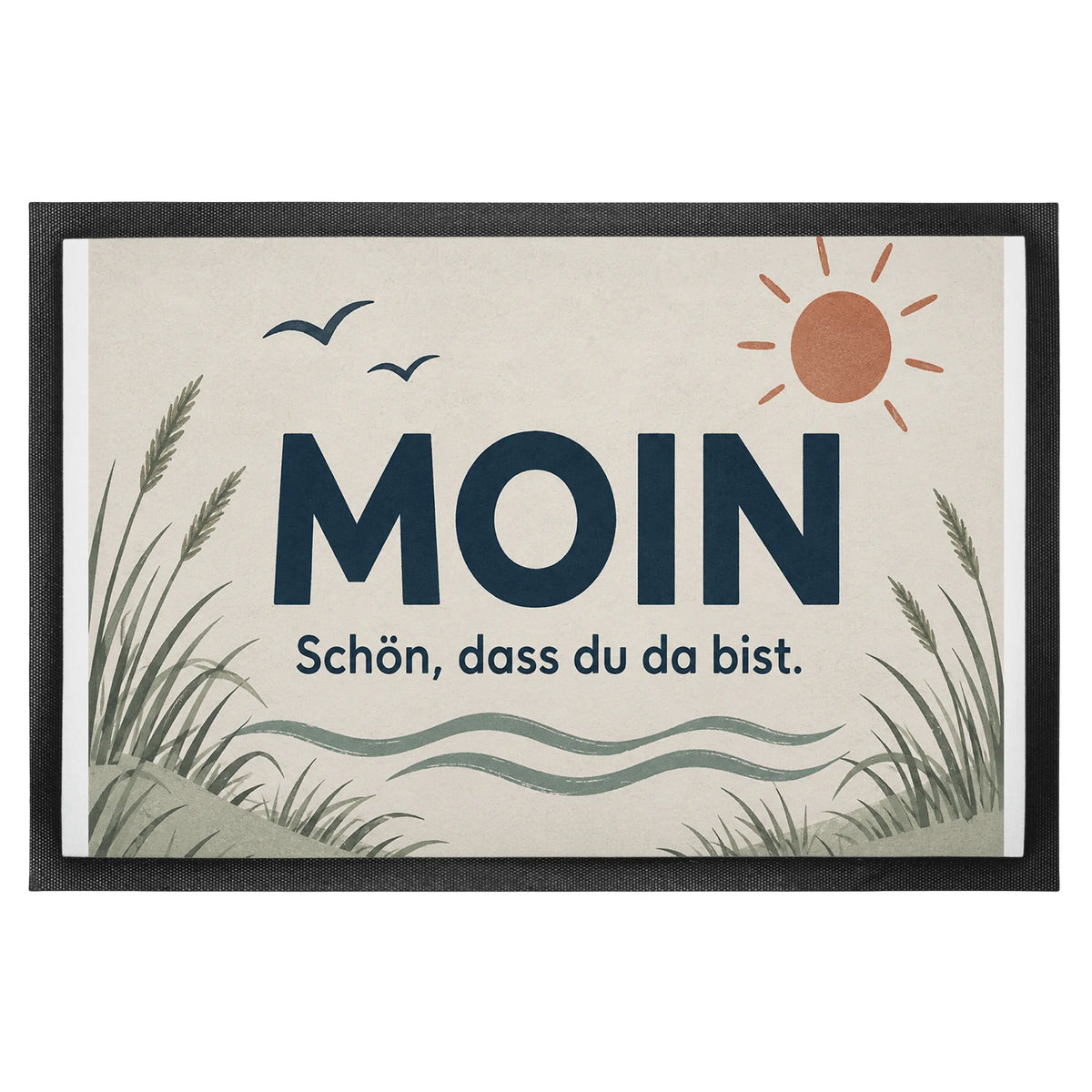 Freundliche Fußmatte Moin für Gäste mit Küstensymbol|p:2014035|h:6f1602f97bb5814db3287af5c2747c55