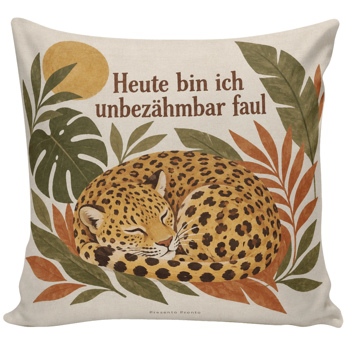 Lustiges Leopardenkissen für Faulenzer mit schlafendem Leopard|p:2014049|h:1c1143b939718ed421e7189e6fc6fe5b