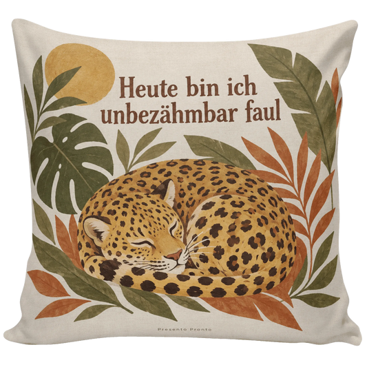 Lustiges Leopardenkissen für Faulenzer mit schlafendem Leopard|p:2014049|h:1c1143b939718ed421e7189e6fc6fe5b