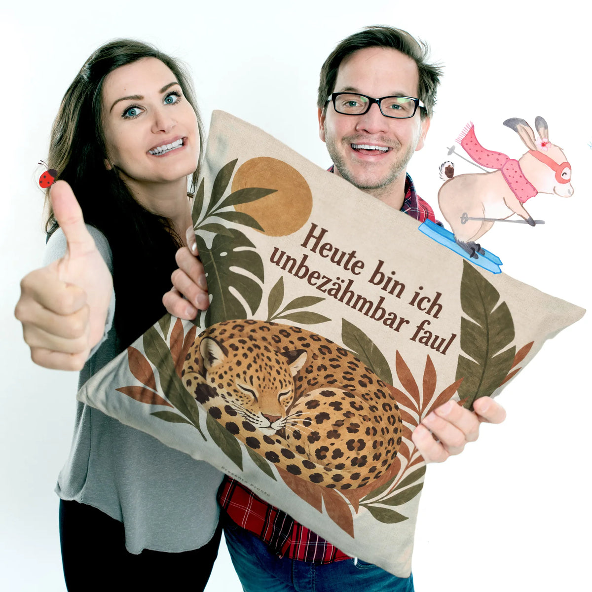 Lustiges Leopardenkissen für Faulenzer mit schlafendem Leopard|p:2014049|h:9adc57111a2314e42265b6c48889aa14