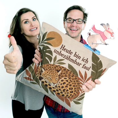 Lustiges Leopardenkissen für Faulenzer mit schlafendem Leopard|p:2014049|h:9adc57111a2314e42265b6c48889aa14