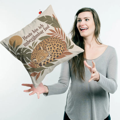 Lustiges Leopardenkissen für Faulenzer mit schlafendem Leopard|p:2014049|h:7d9deedc611807bde2329e56edb9f4c2