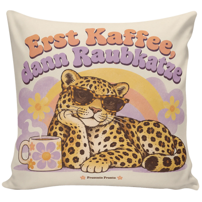 Lustiges Leopardenkissen für Kaffeefans mit Sonnenbrille|p:2014050|h:97dce85db845490dd580f1359da823c8