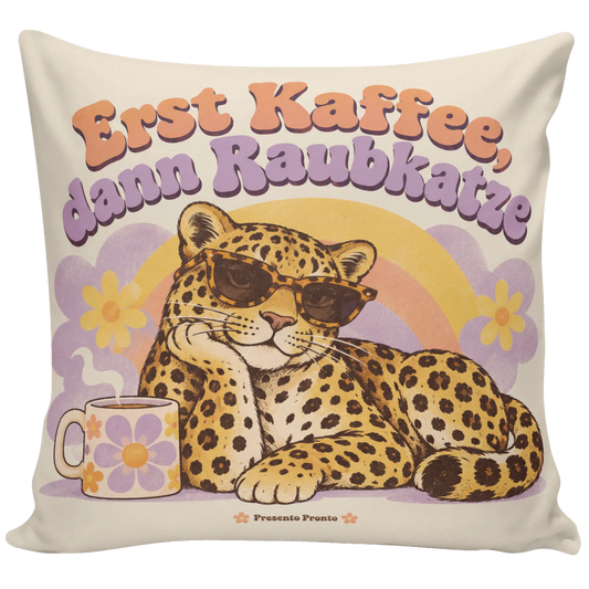 Lustiges Leopardenkissen für Kaffeefans mit Sonnenbrille|p:2014050|h:97dce85db845490dd580f1359da823c8