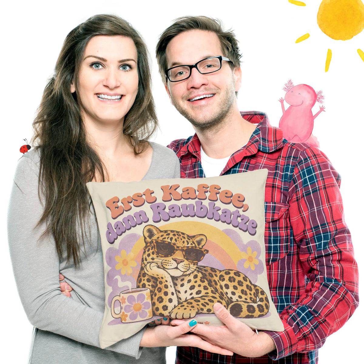 Lustiges Leopardenkissen für Kaffeefans mit Sonnenbrille|p:2014050|h:ce2918164964166963b64171a80d8ffa