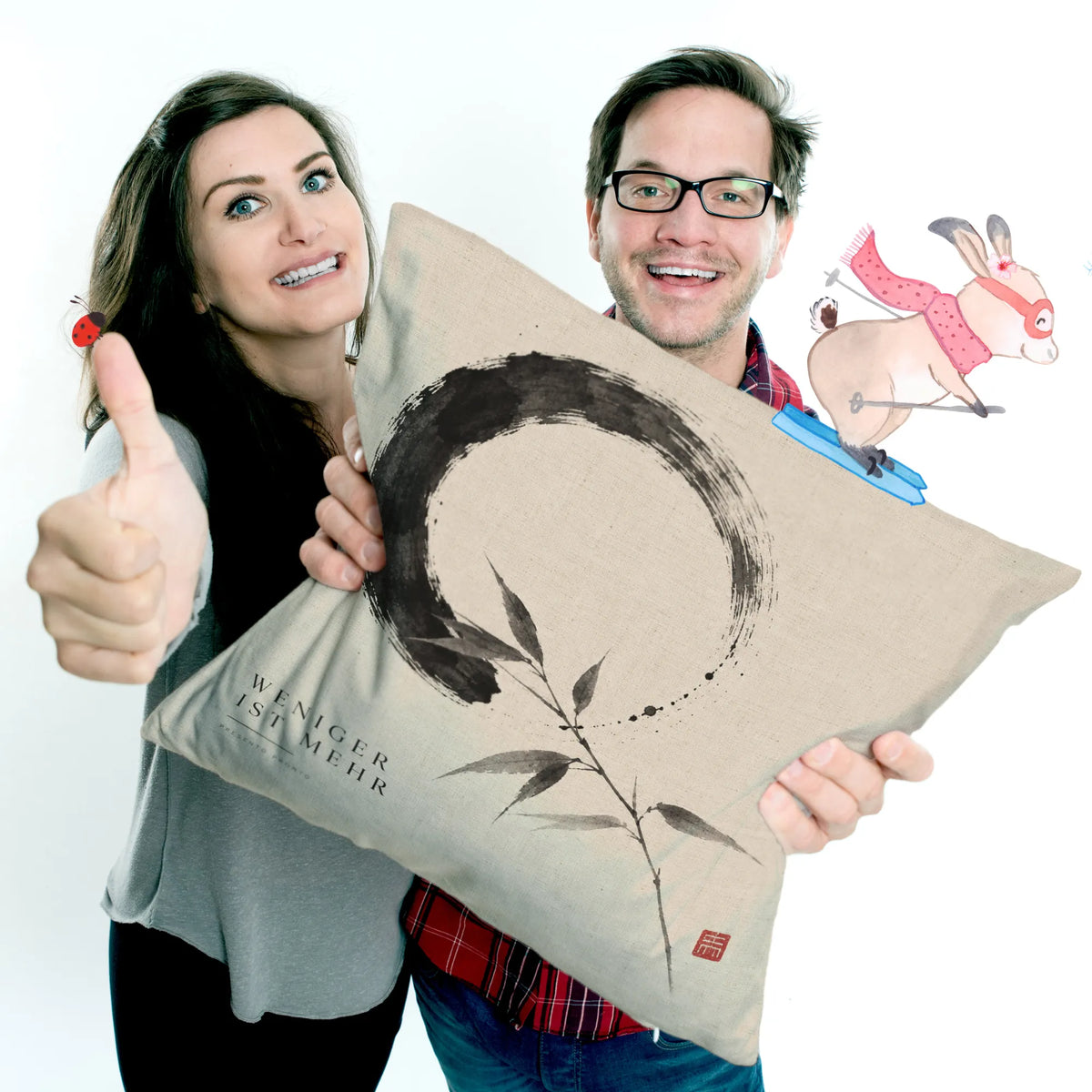 Ruhiges japanisches Kissen für Japanfans mit Enso-Kreis|p:2014052|h:c6faf0d543a052c539e6ffbb7ab96264