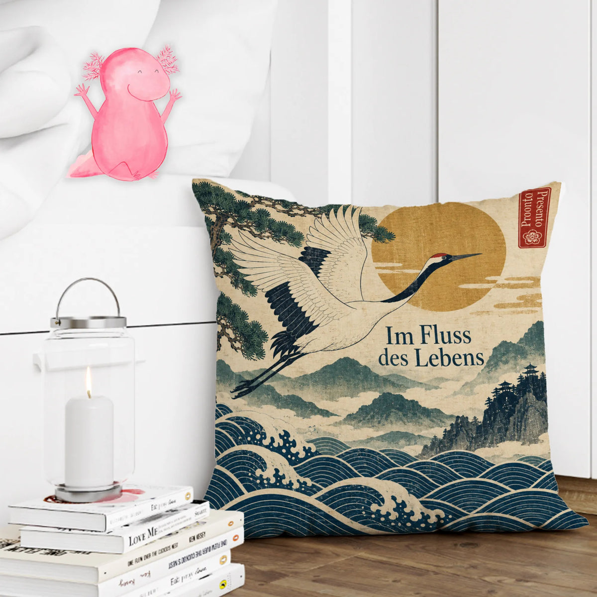 Ruhiges japanisches Kissen für Japanfans mit Kranich|p:2014057|h:d1e3b5547f34ad723905af2be6400172