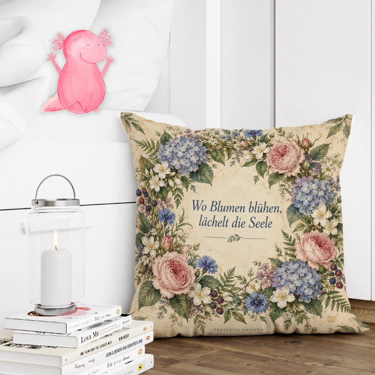 Romantisches Blumenkissen für Freundin mit Blumenkranz|p:2014063|h:92d46270ce590375a527f1d890800350