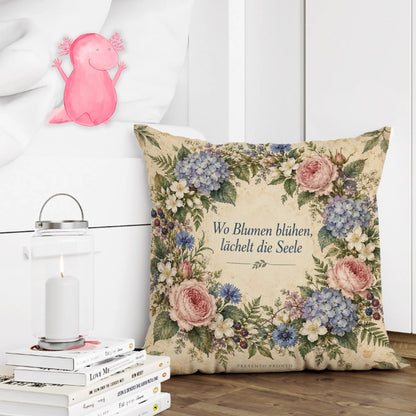 Romantisches Blumenkissen für Freundin mit Blumenkranz|p:2014063|h:92d46270ce590375a527f1d890800350