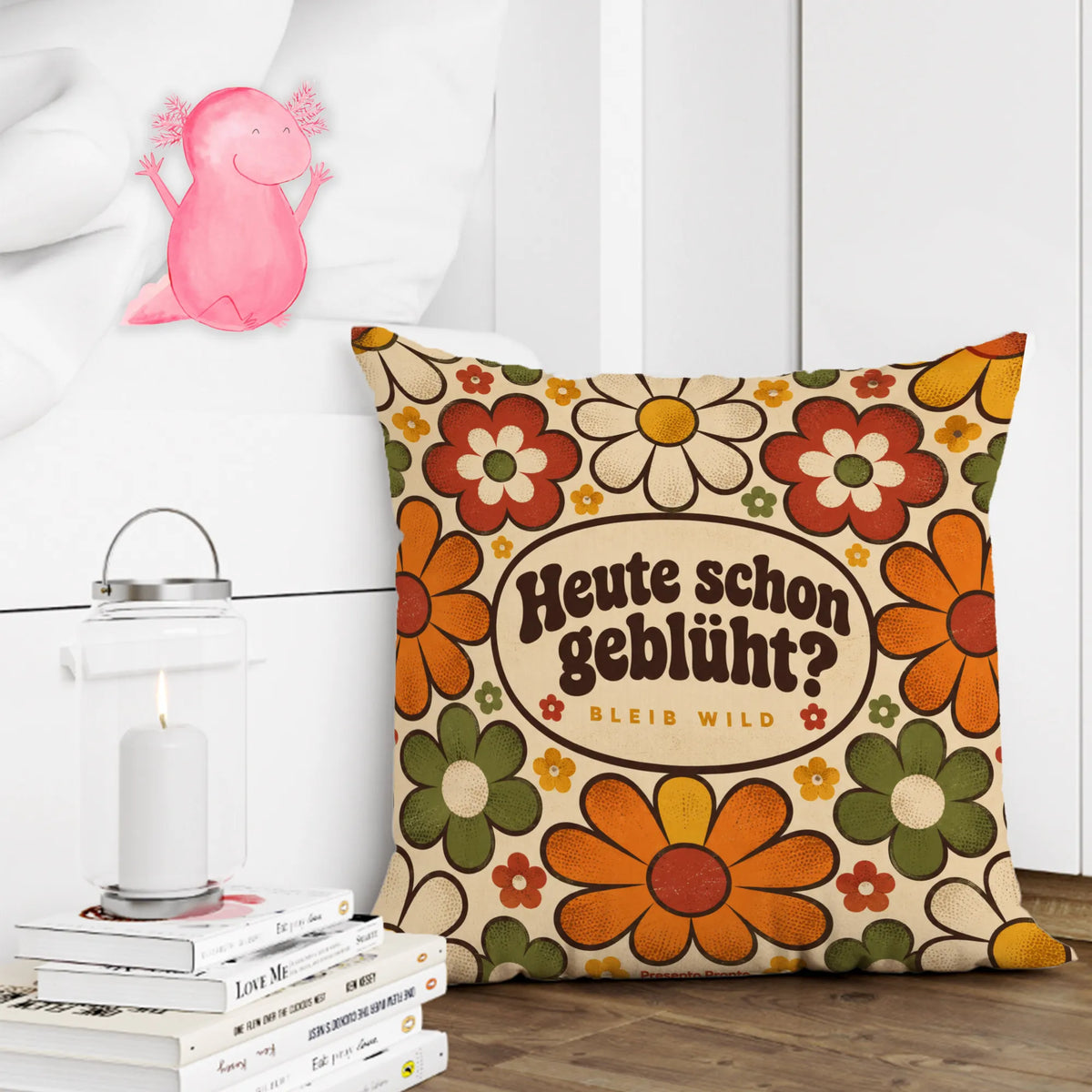 Lustiges Blumenkissen für Blumenfans mit Retro-Gänseblümchen|p:2014064|h:5efa27a04ae589e803f1df78e57dedae