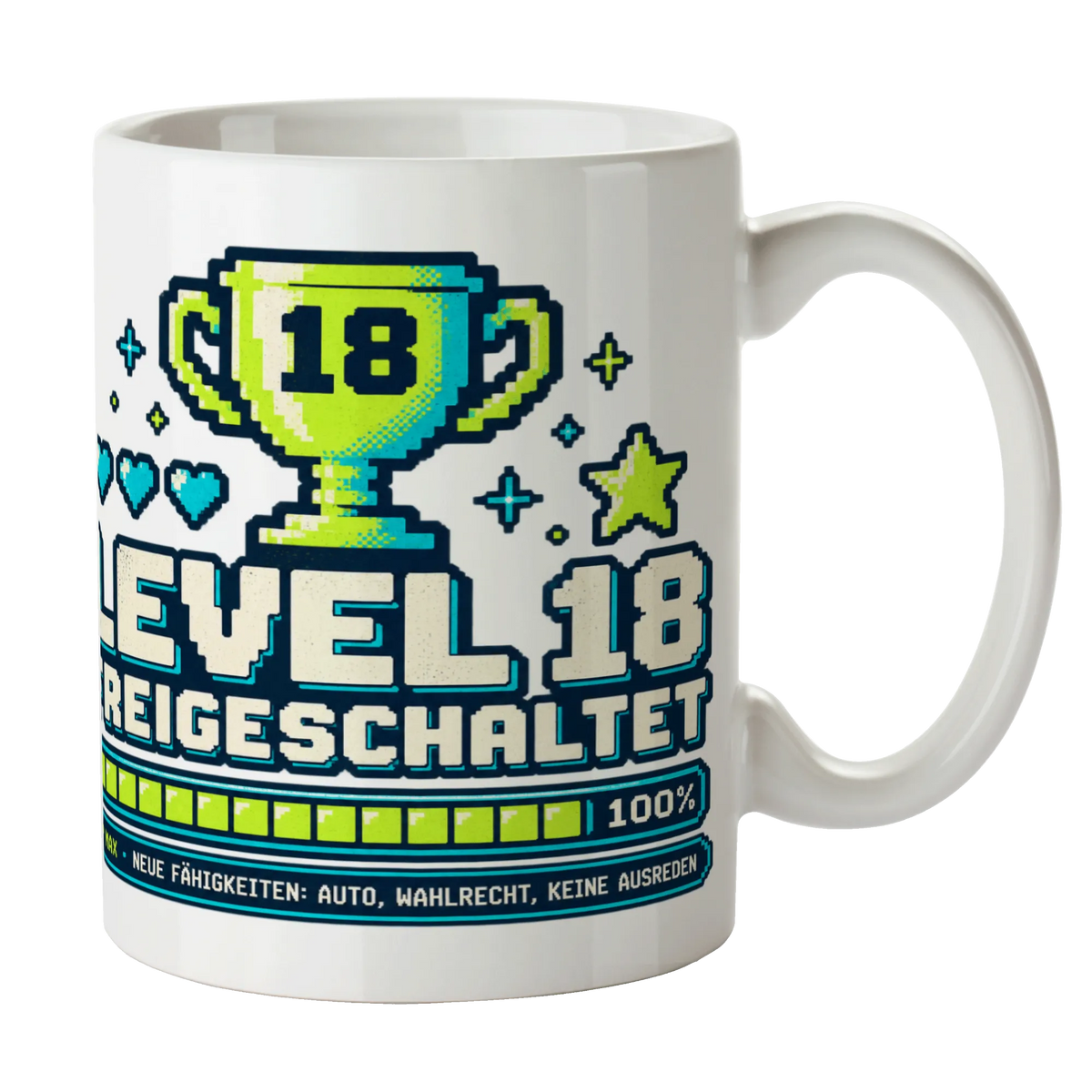 Lustige Tasse zum 18. Geburtstag für Jungen mit Level 18 Spruch|p:2014097|h:49665fef239058b9f67aca7a9cfbe37f