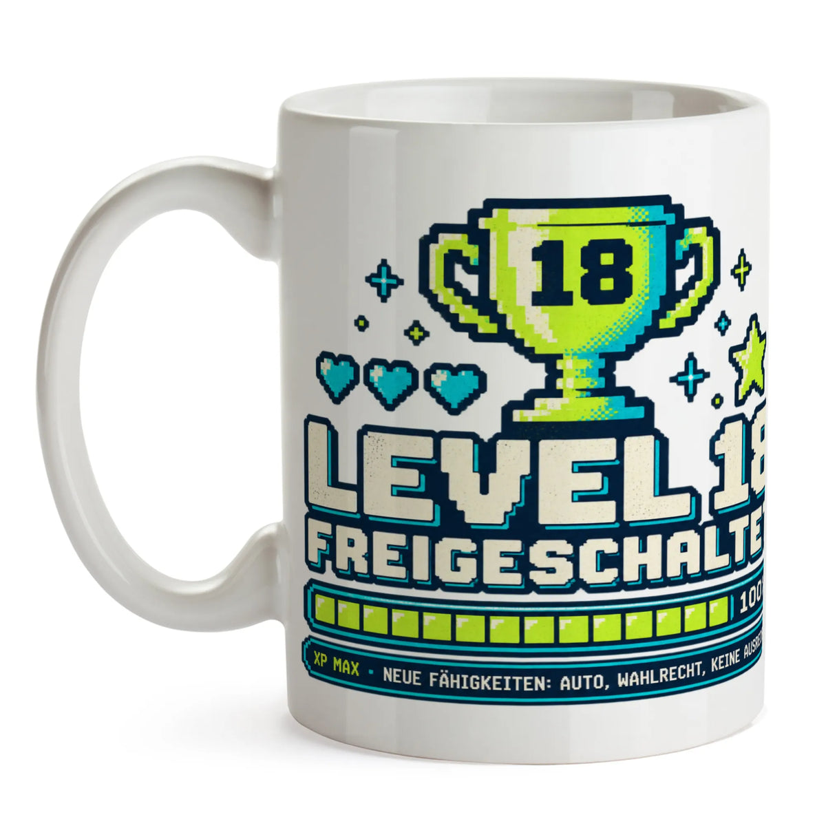 Lustige Tasse zum 18. Geburtstag für Jungen mit Level 18 Spruch|p:2014097|h:644fba7424bf8754a9e37e4b0db801e5