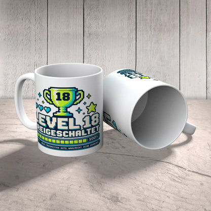 Lustige Tasse zum 18. Geburtstag für Jungen mit Level 18 Spruch|p:2014097|h:fd799b0a87fd11ad6ab60b3d067abfbe