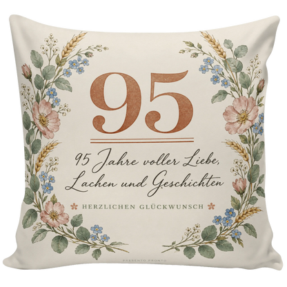 Liebevolles Kissen zum 95. Geburtstag mit Blumenkranz|p:2014099|h:dff8beb6e801372f56583abc930b51af