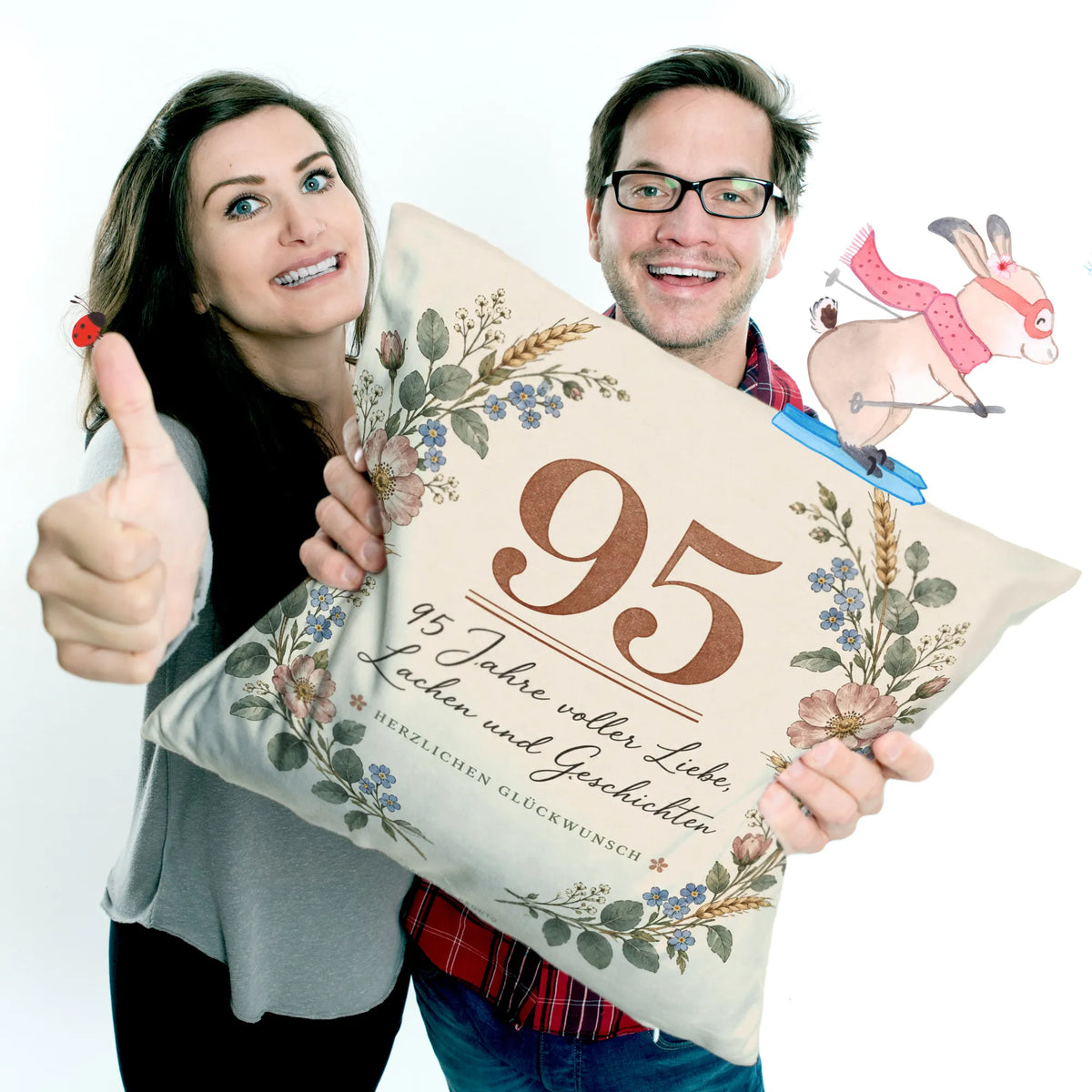 Liebevolles Kissen zum 95. Geburtstag mit Blumenkranz|p:2014099|h:e4f188d3978c9a3a6c6f57af9fe3cba6