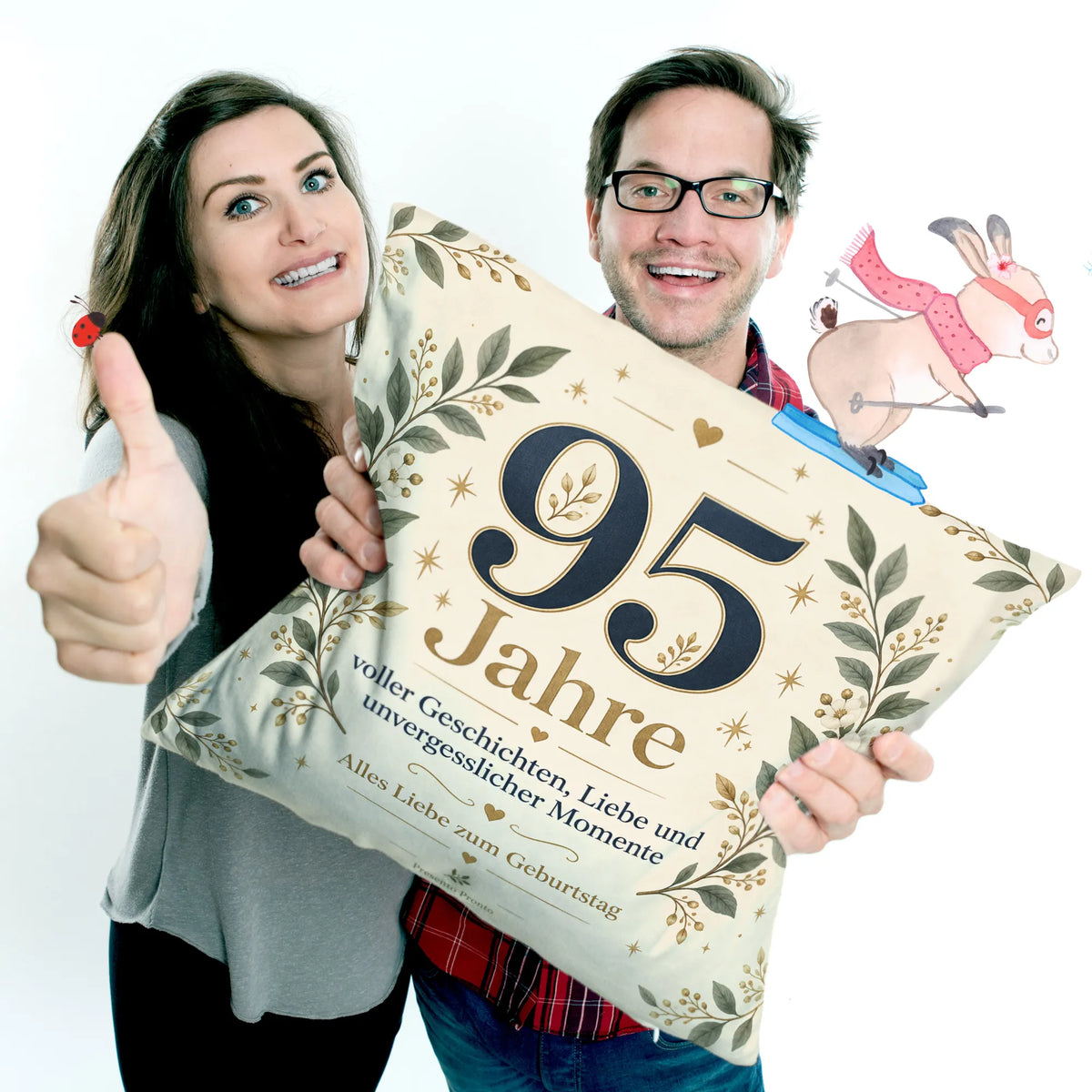 Elegantes Kissen zum 95. Geburtstag mit goldener 95|p:2014100|h:c0793ede596b9bc3213f64f5d5afc48a