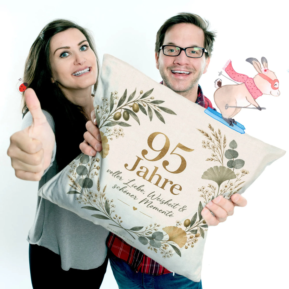 Herzliches Kissen zum 95. Geburtstag mit botanischem Kranz|p:2014101|h:13b979b354e6f5022a116bba2c27ed53