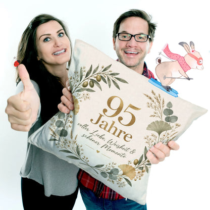 Herzliches Kissen zum 95. Geburtstag mit botanischem Kranz|p:2014101|h:13b979b354e6f5022a116bba2c27ed53